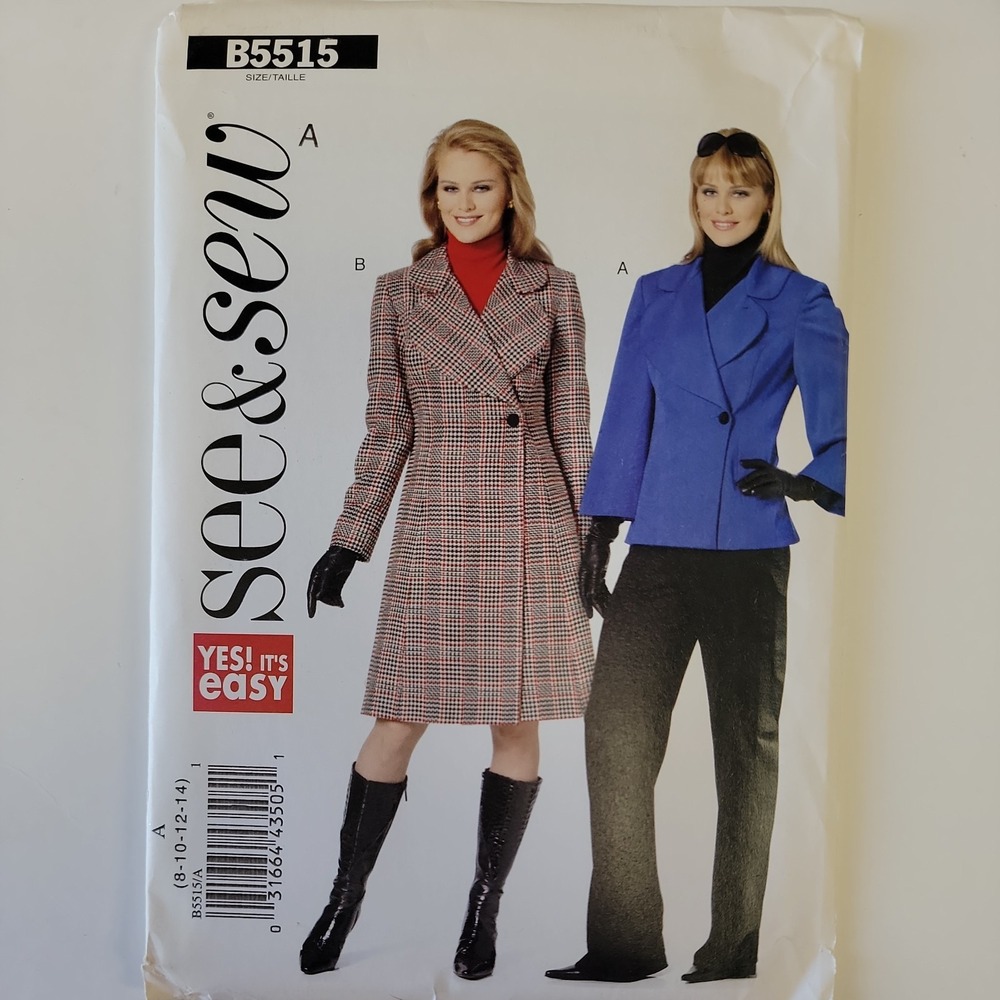 See & Sew B5515 Womens A Line Coat Jacket Sewing Pattern 8-14 Easy UNCUT